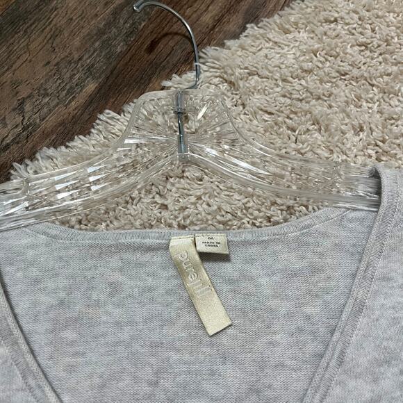 J.Jill Medium Light Gray Heather V neck Short Sleeve Pullover Tunic Sweater - Picture 3 of 5